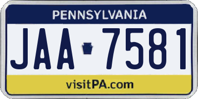 PA license plate JAA7581