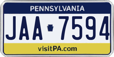 PA license plate JAA7594