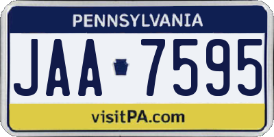 PA license plate JAA7595