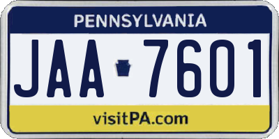 PA license plate JAA7601