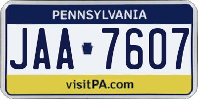 PA license plate JAA7607