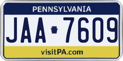 PA license plate JAA7609