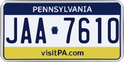 PA license plate JAA7610