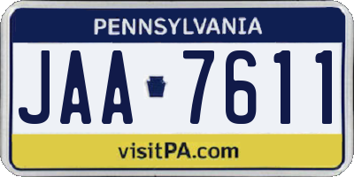 PA license plate JAA7611