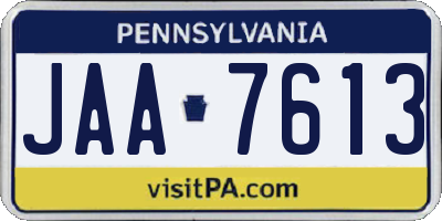 PA license plate JAA7613