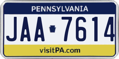 PA license plate JAA7614