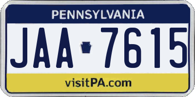 PA license plate JAA7615