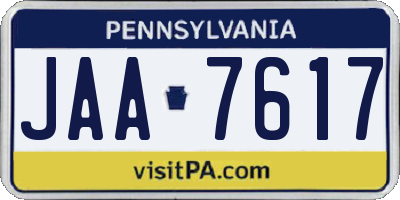 PA license plate JAA7617