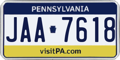 PA license plate JAA7618