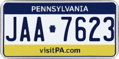 PA license plate JAA7623