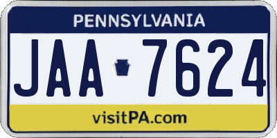 PA license plate JAA7624