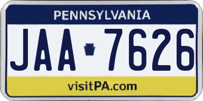 PA license plate JAA7626