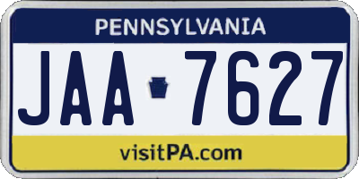 PA license plate JAA7627