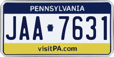 PA license plate JAA7631