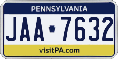 PA license plate JAA7632