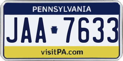 PA license plate JAA7633