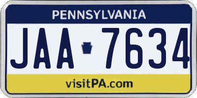 PA license plate JAA7634