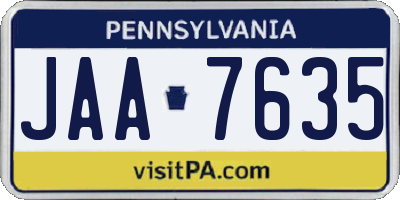 PA license plate JAA7635