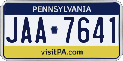 PA license plate JAA7641