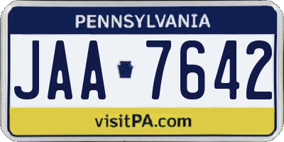 PA license plate JAA7642