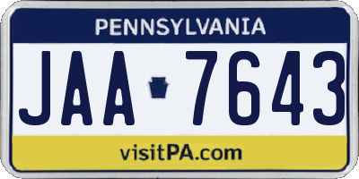 PA license plate JAA7643