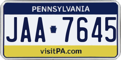 PA license plate JAA7645