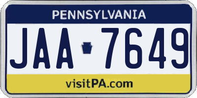 PA license plate JAA7649