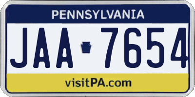 PA license plate JAA7654