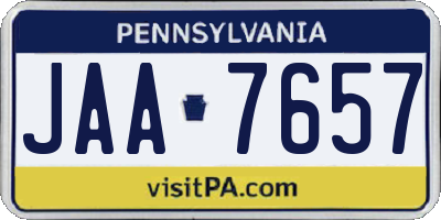 PA license plate JAA7657