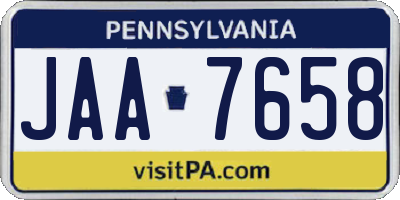 PA license plate JAA7658