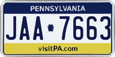 PA license plate JAA7663