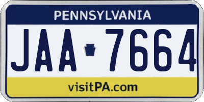 PA license plate JAA7664