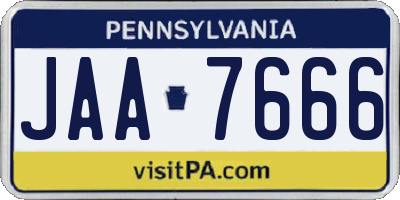 PA license plate JAA7666