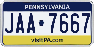 PA license plate JAA7667