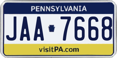 PA license plate JAA7668