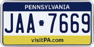 PA license plate JAA7669