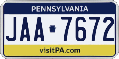 PA license plate JAA7672