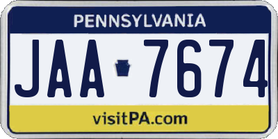 PA license plate JAA7674