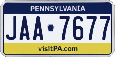 PA license plate JAA7677