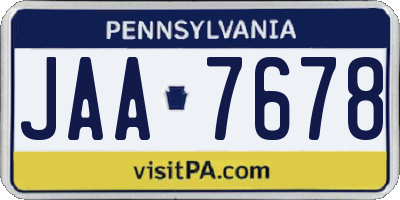 PA license plate JAA7678