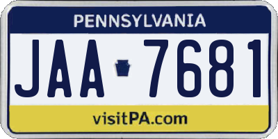 PA license plate JAA7681