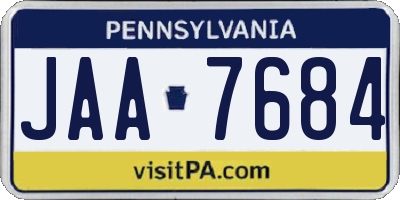 PA license plate JAA7684