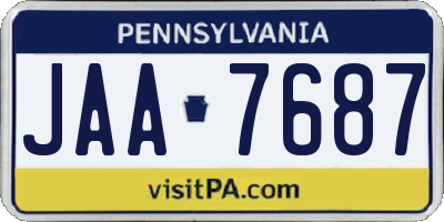 PA license plate JAA7687