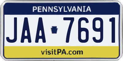 PA license plate JAA7691