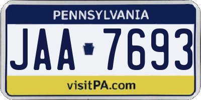 PA license plate JAA7693