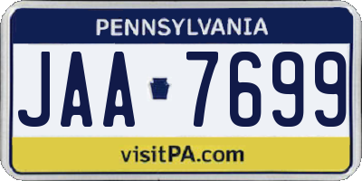 PA license plate JAA7699