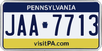 PA license plate JAA7713