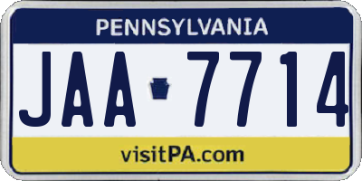 PA license plate JAA7714