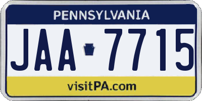 PA license plate JAA7715