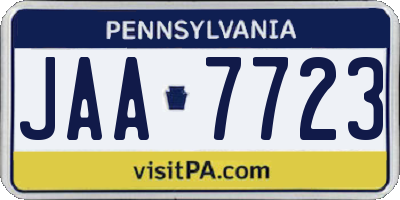 PA license plate JAA7723